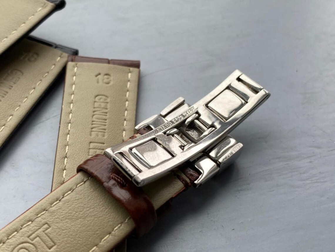 TISSOT 18mm/20mm Black/Brown Genuine Leather watch strap Etsy