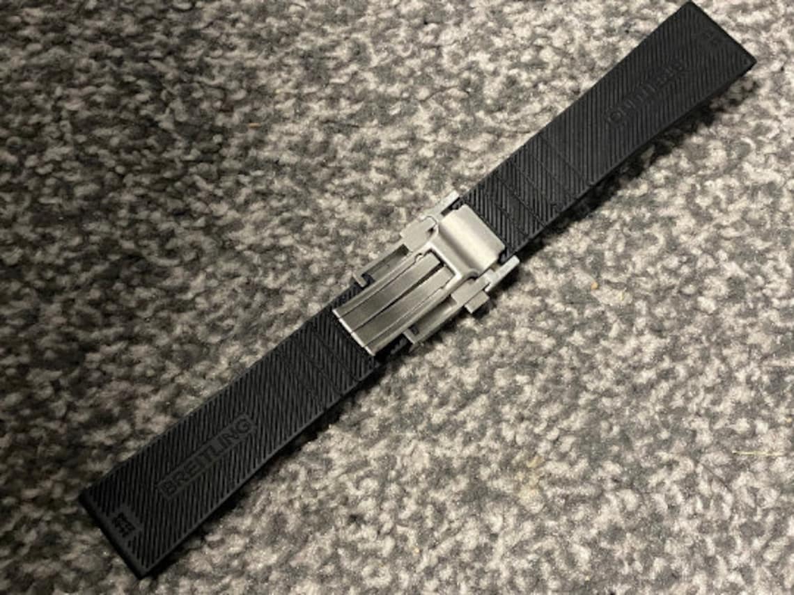 24mm Breitling rubber watch strap with deployment Brushed Etsy