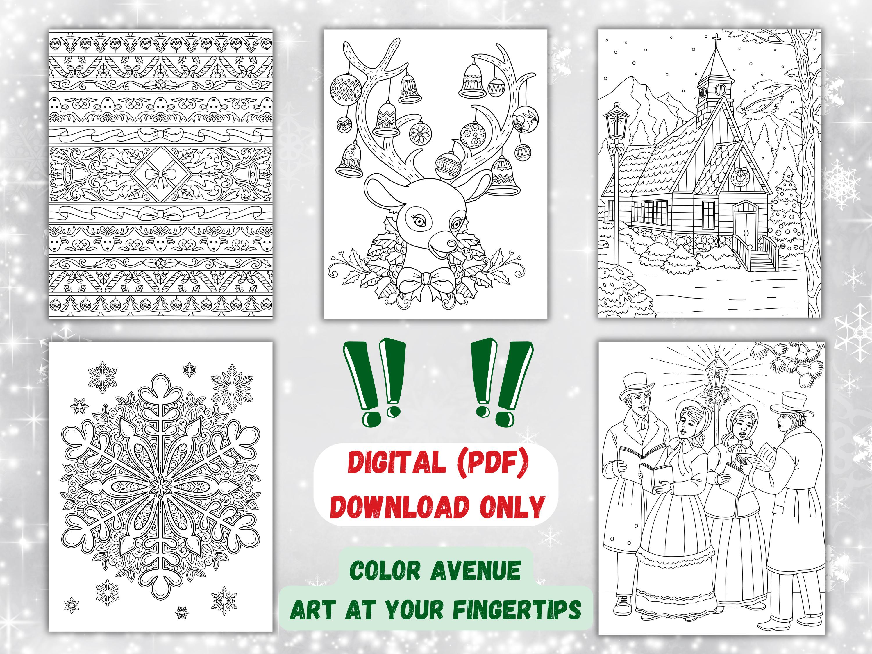 Christmas Coloring Pages for Adults, Teens and Seniors - 5 Coloring ...