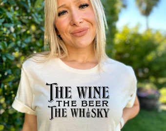 Wine Beer Whiskey Graphic Tee, Country Music Shirt