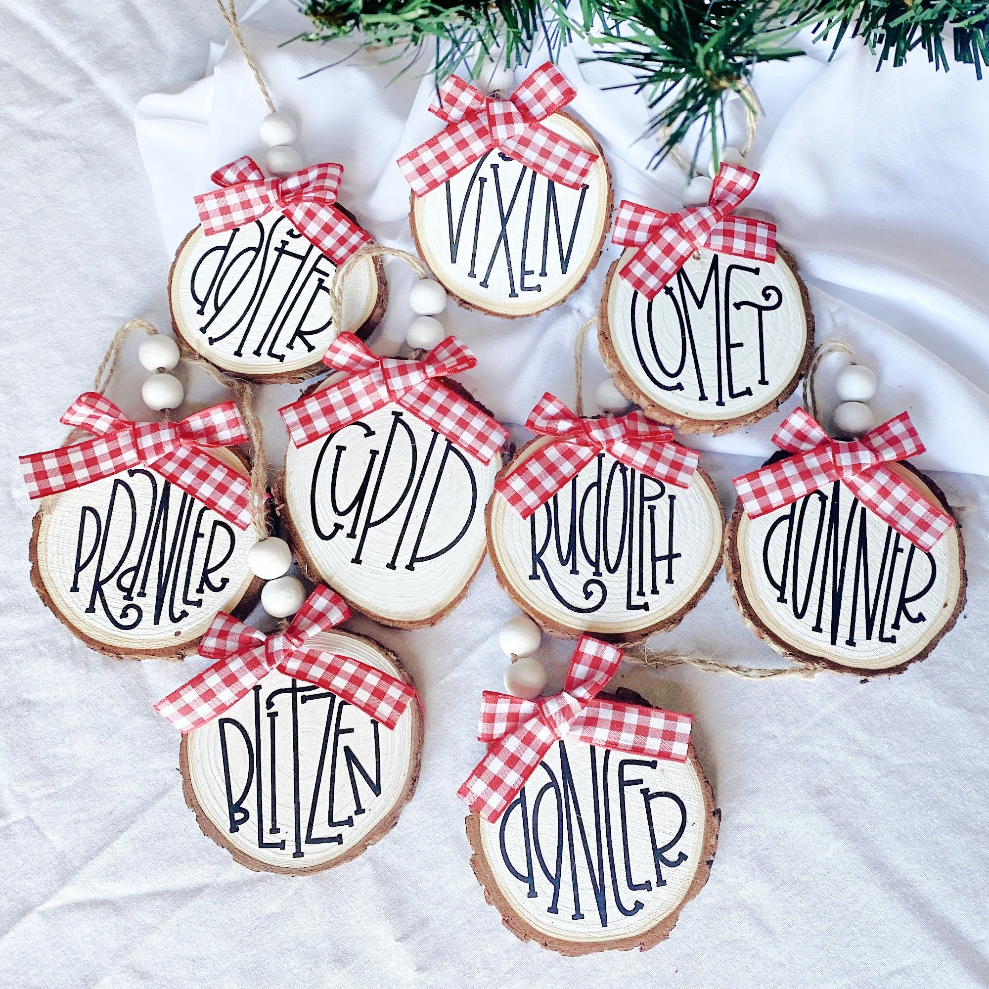 37 Unique Christmas Tree Themes to Inspire Your Holiday Spirit: Deck the Halls Like Never Before! 7 Santa's Reindeer handmade Christmas ornaments set, Christmas Tree…