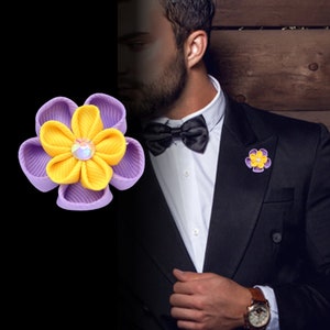 Buttonhole flower &quot;Equality&quot; // Flower for buttonhole // Corsage flower for groom made of fabric