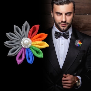 Buttonhole flower &quot;Pride & Grey&quot; Buttonhole flower // Boutonniere // Corsage // Lapel jewelry