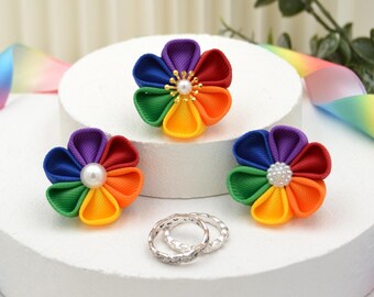 Corsage in Classic Pride Colors | Rainbow Buttonhole Wedding | LGBTQ Flag Pin | Party CSD Brooch | Groom Flower