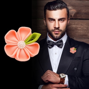 Buttonhole flower &quot;Peach&quot; Buttonhole flower // Boutonniere // Corsage // Lapel jewelry