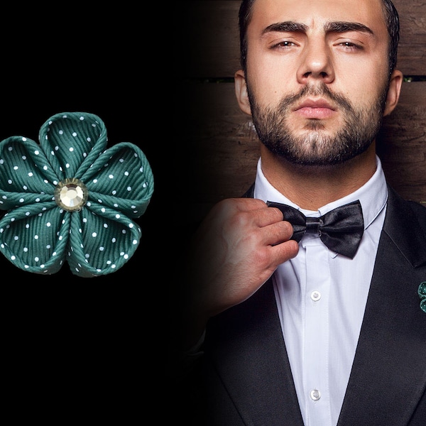 Ansteckblüte "Polka Green"  Boutonniere für dein Hochzeitsoutfit