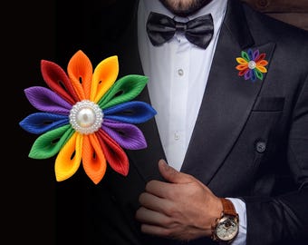Buttonhole flower "Double Rainbow" Buttonhole flower // Boutonniere // Corsage flower LGBTQ