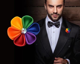 Buttonhole flower "Pride" Buttonhole flower // Boutonniere // Corsage // Lapel jewelry rainbow