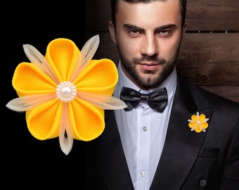 Buttonhole flower "July" Summery corsage for groom and best man