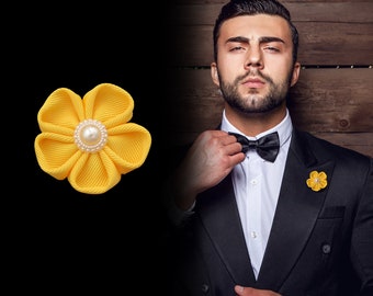 Buttonhole Flower "Bright Sun" Buttonhole Flower // Boutonniere // Lapel Flower // Lapel Jewelry