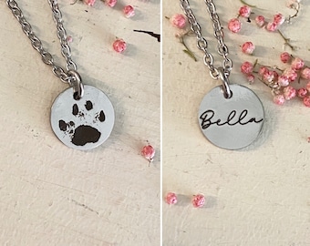 Paw Print Necklace, pet picture, pet memorial jewelry, pet paw jewelry, pet print necklace, pet keepsake, pet memorial, actual paw print