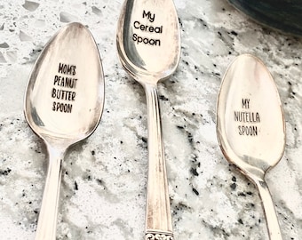 Custom spoon, personalized spoon. Actual silver spoon, vintage silver spoon, engraved spoon