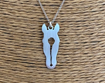 Sterling Silver Horse head silhouette, horse head cutout, equestrian jewelry, custom horse head pendant, horse memorial necklace, keepsake