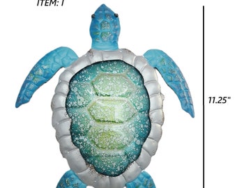 Metal and Glass Sea Turtle Wall Art: Marine Life Decor