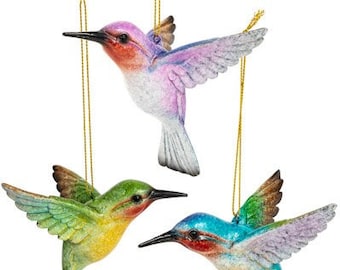 Hummingbird Ornament SET OF THREE, Hummingbird Ornament, Bird Ornament, Christmas Ornament, Hummingbird Decor