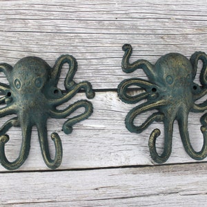 Cast Iron Octopus Hook, Vintage Cast Iron Octopus Hook, Nautical Octopus Face Wall Hook, Decorative Cast Iron Octopus Hook