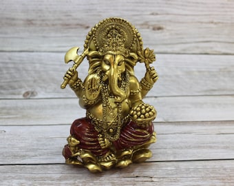 Handcrafted Ganesha Figurine: Resin Hindu God Idol, 6"