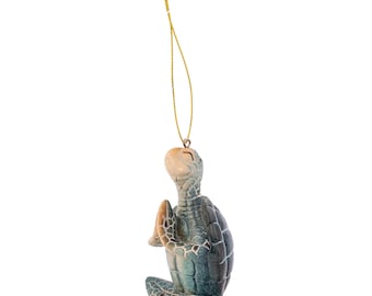 Adorno de tortuga marina rezando: decoración meditativa de poliresina (8,8 cm de alto)