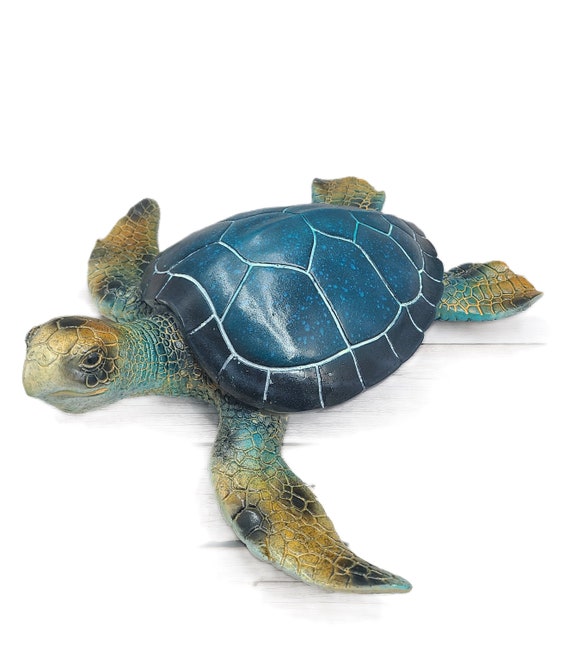 Blue Lagoon Sea Turtle Statue: Polyresin Garden Decor (16 in x 15 in)