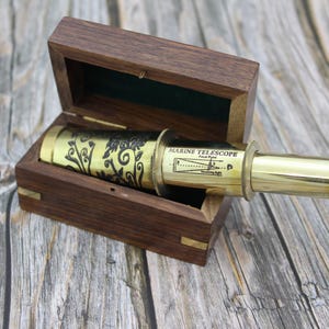 Golden Brass Telescope | Nautical Decor, Vintage-Style Telescope, Functional & Decorative Gift, Engraved Telescope