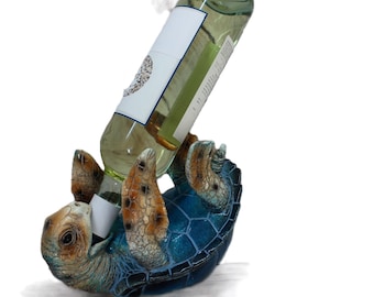 Soporte para botellas de vino con forma de tortuga marina: decoración para bares de casas de playa.
