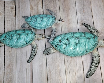 Metal Sea Turtle Wall Art: Nautical Decor, Turtle Gift