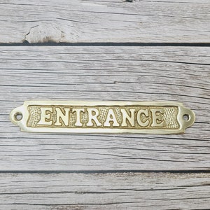 Golden Brass Entrance Plaque, Vintage Brass Door Plaque, Handcrafted Golden Brass Entry Sign, Antique Style Brass Welcome Plaque
