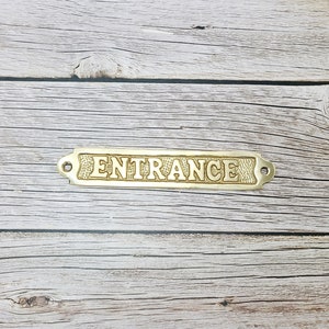 Golden Brass Entrance Plaque, Vintage Brass Door Plaque, Handcrafted Golden Brass Entry Sign, Antique Style Brass Welcome Plaque