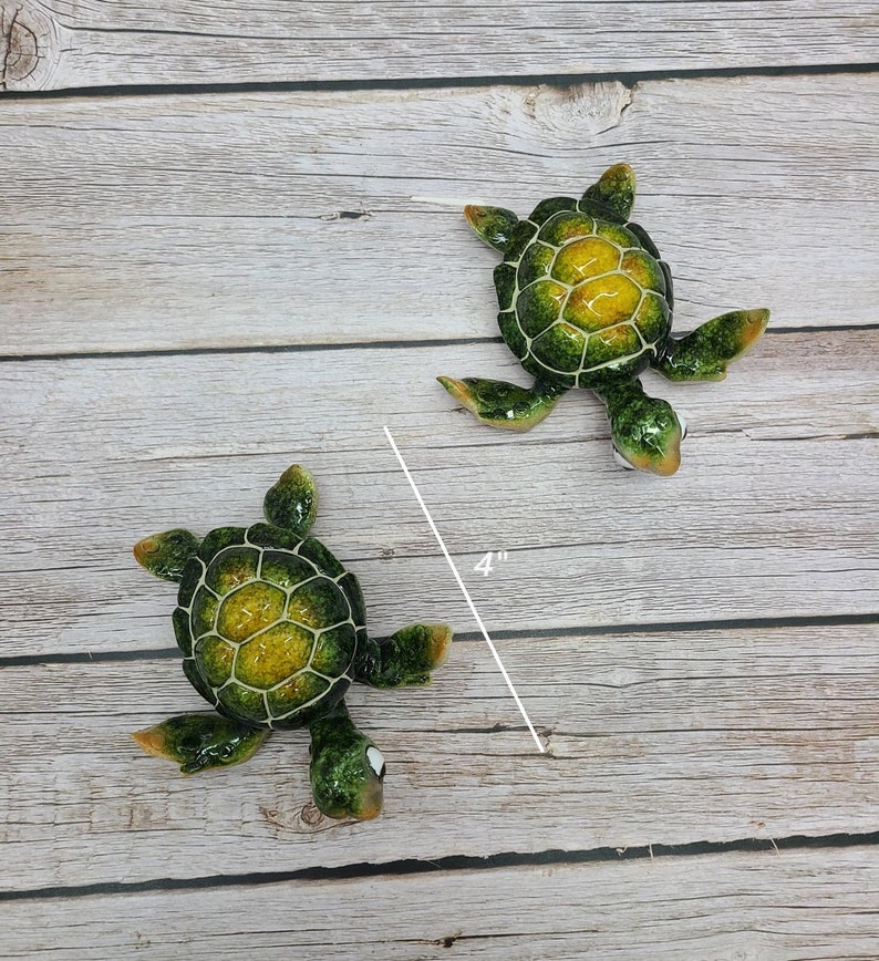 An adorable cartoon sea turtle with a vibrant green shell and expressive eyes. The turtle is depicted with a friendly smile and has whimsical details