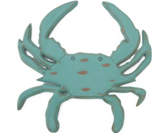 Blue Crab Wood Wall Art: Coastal Beach Decor, 15"