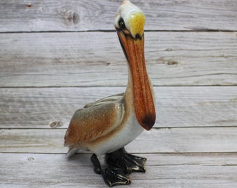Pelican Statue, Handcrafted Pelican Figurine, Nautical Pelican Figurine, Pelican Figurine for Coastal Decor