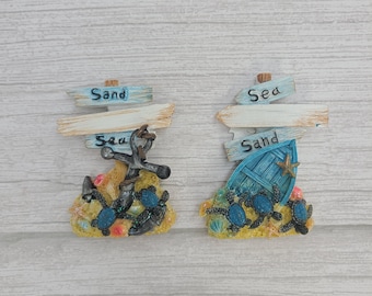 Beach-Themed Polystone Magnets: Coastal Decor Set