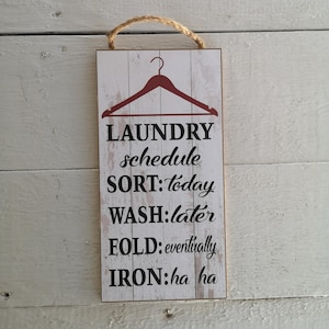 Funny Laundry Room Wooden Sign: Farmhouse Wall Art