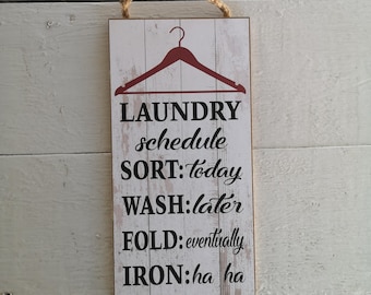 Funny Laundry Room Wooden Sign: Farmhouse Wall Art