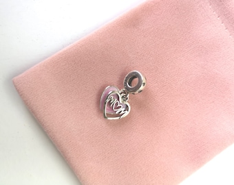 Sterling Silver Mother Daughter Pendant, "Mom I Love You" Charm