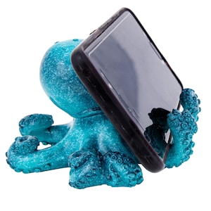 Cute Octopus Phone Stand Figurine,Ocean-Inspired Octopus Cell Phone Holder, Octopus Desk Accessory for Phones, Octopus Phone Holder Figurine