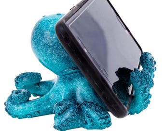 Polystone Octopus Phone Stand, Ocean Desk Decor