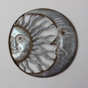 Sun and Moon Metal Wall Art, Handcrafted Sun and Moon Metal Art, Celestial Sun and Moon Wall Sculpture, Sun and Moon Wall Hanging