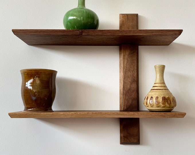Walnut Shelf, Danish Modern Walnut Shelf, Walnut Wall Shelf, Handmade
