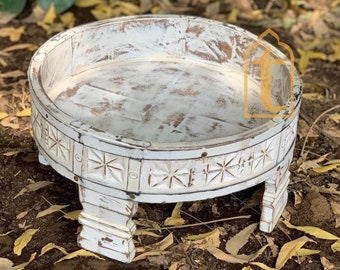 Wooden Chakki Table / Indian Carved Coffee Table / Indian Handicraft Coffee Table / Grinder Coffee Table / Garden Coffee Table.