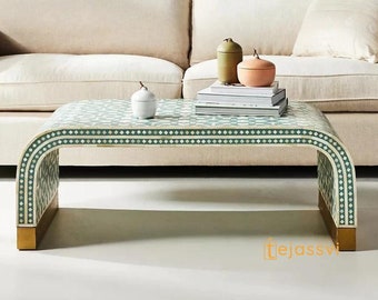 Handmade Wooden Console Table/Bone Inlay Table/Hall Way Entry Table/Bone Inlay Coffee Table/Bone Inlay Centre Table/Waterfall Coffee Table.