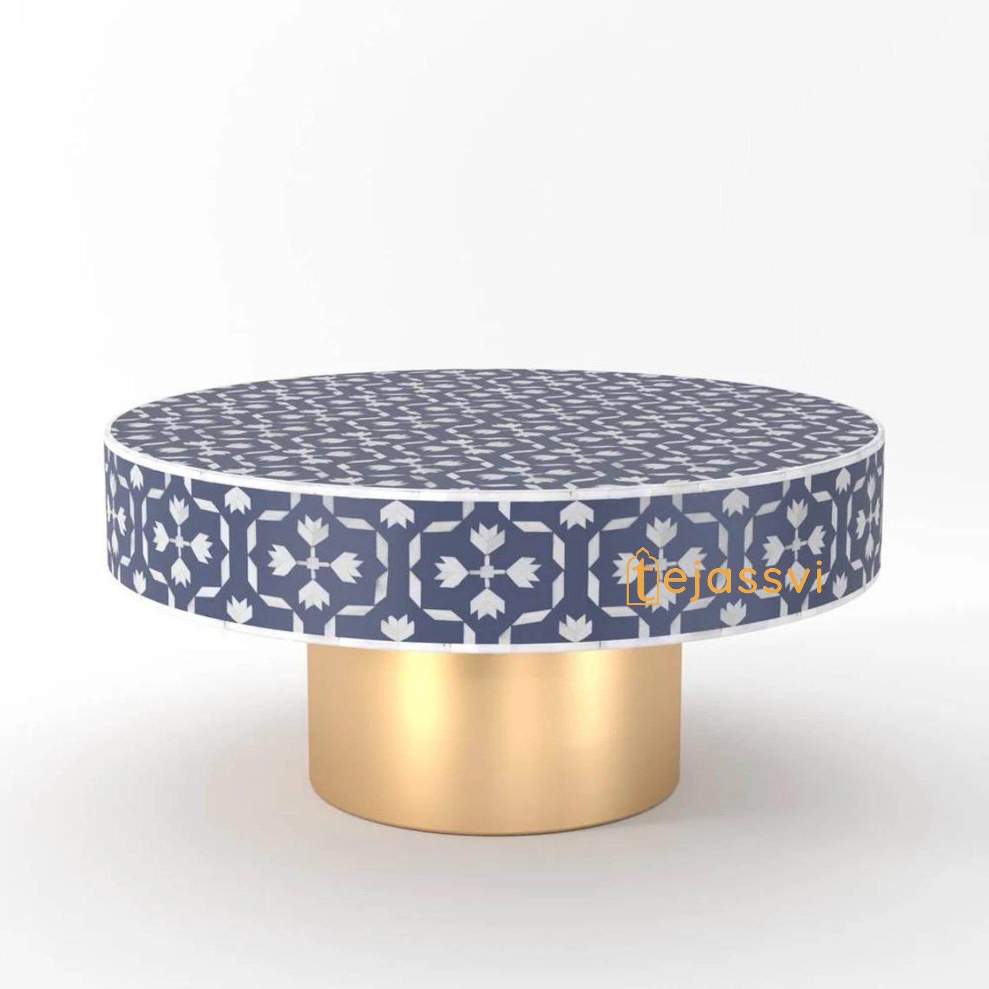 Bone Inlay Circular Table Bone Inlay Round Coffee Table/centre Table/bone Inlay Floral Round ...