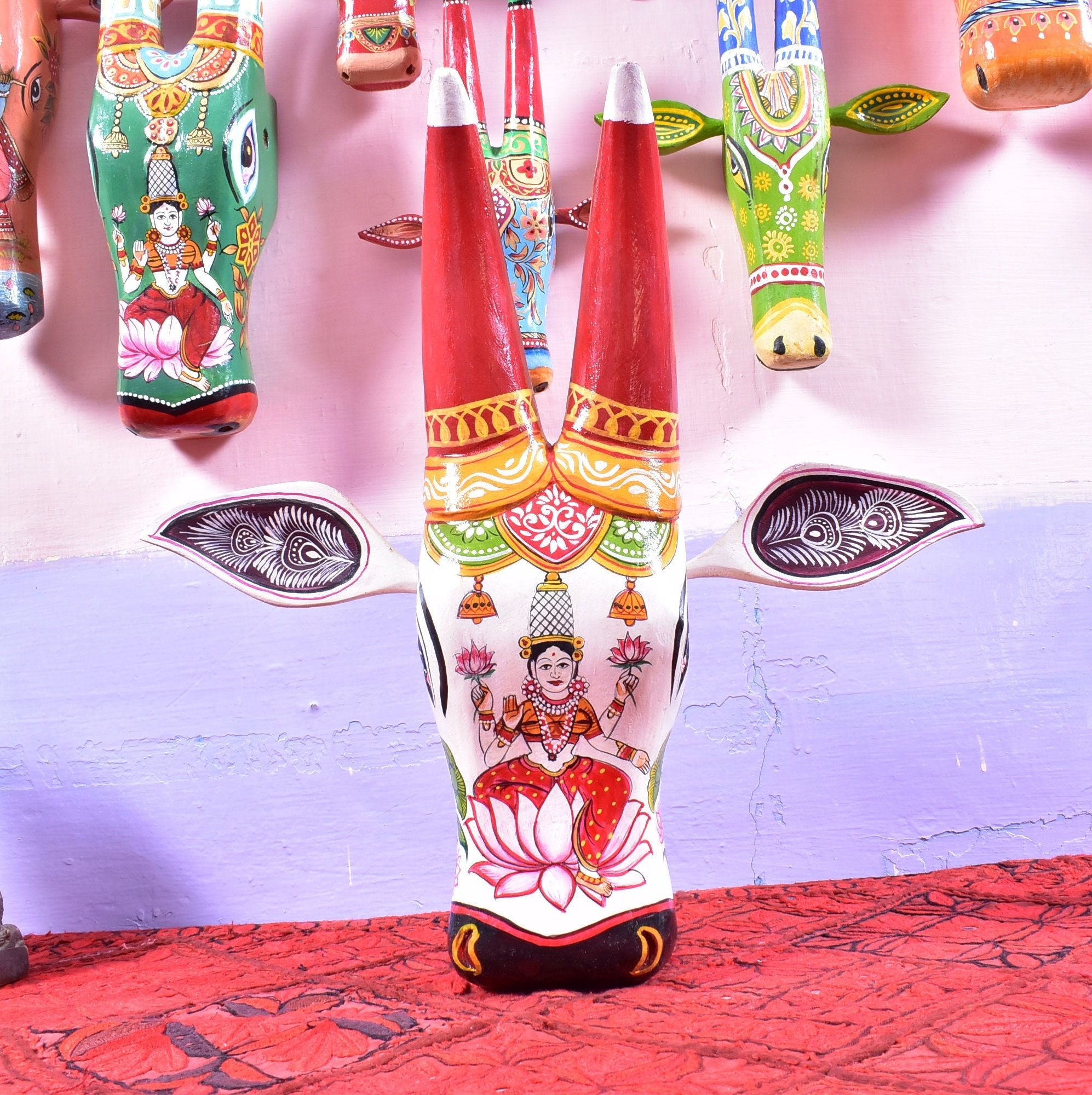 Home Decor Wooden Wall Hanging Bull Nandi Head Mask Wall Décor 16 Large