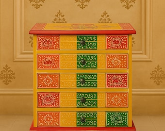 Indische Schmuckschatulle mit 5 Schubladen / Mangoholz / Schmuckschatulle / Schmuckschatulle / Schmuckschatulle / Mangoholz