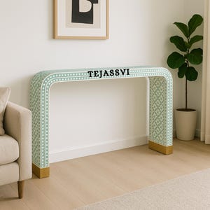 Handmade Bone Inlay Wooden  Waterfall/Moroccan design Bone Inlay Console Table/ Laptop Table living room, bone inlay console/Desk/ for lobby