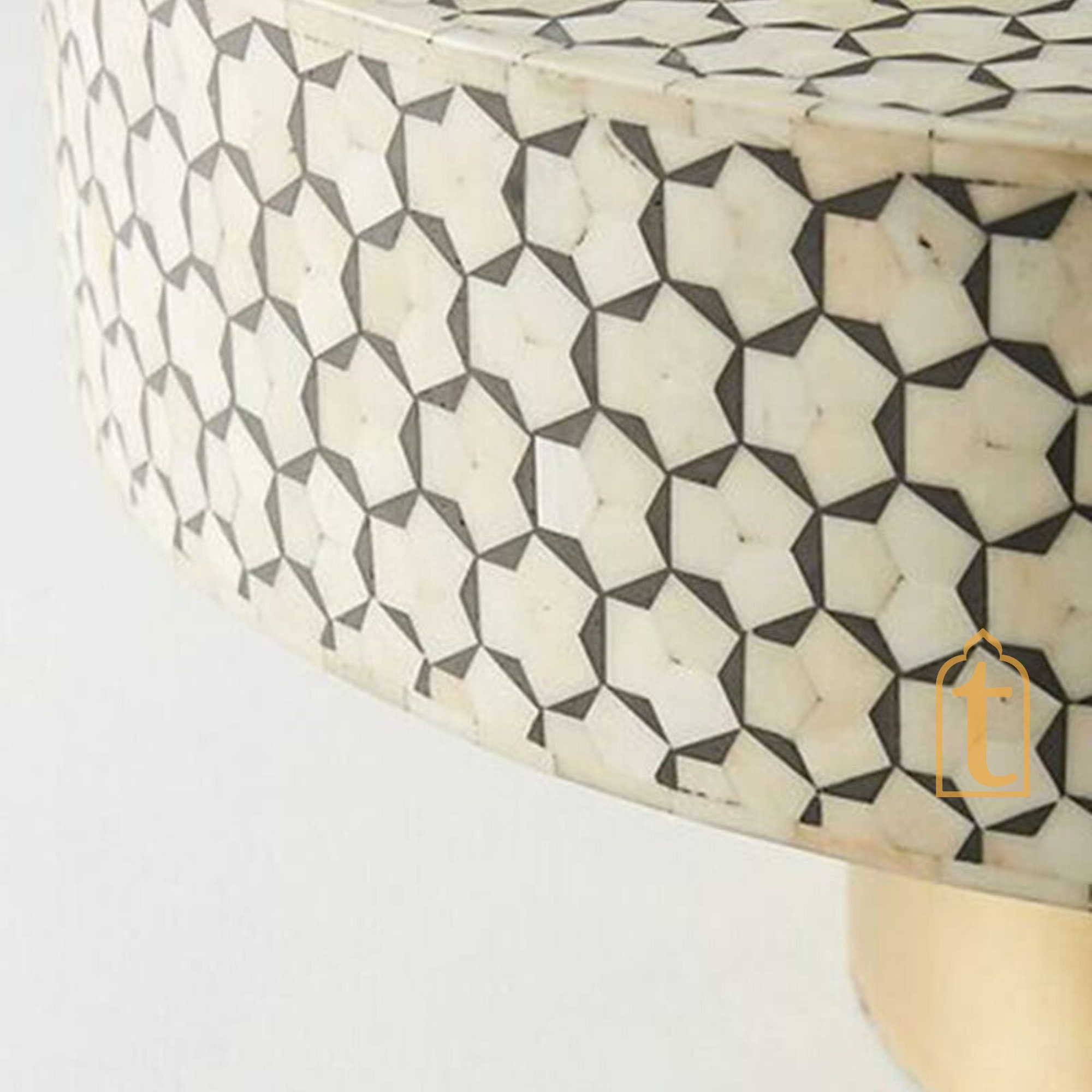 Bone Inlay Circular Table Round Bone Inlay Centre Table / Handmade Bone Inlay Coffee Table/center ...