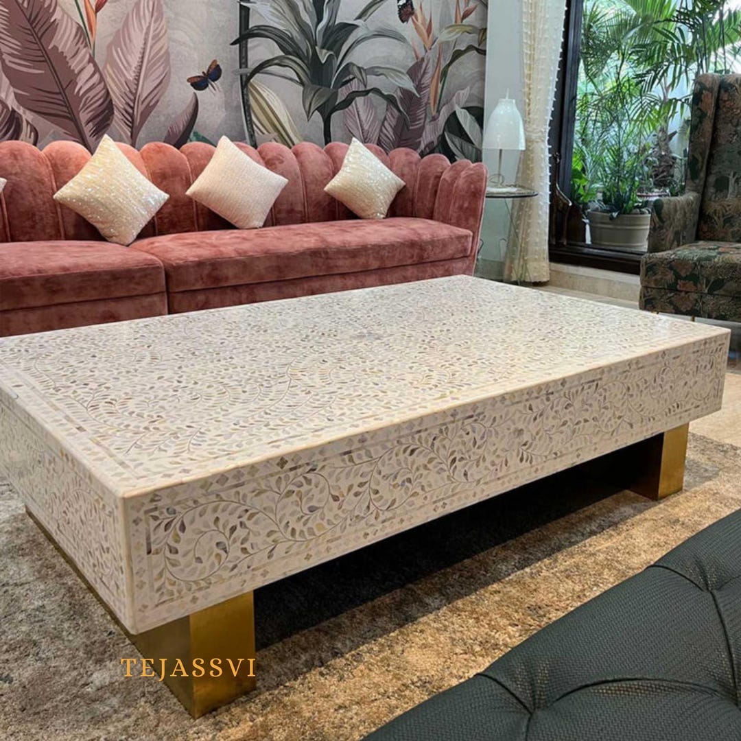 Mother of Pearl Inlay Coffee Table / MOP Inlay Centre Table / MOP Inlay ...