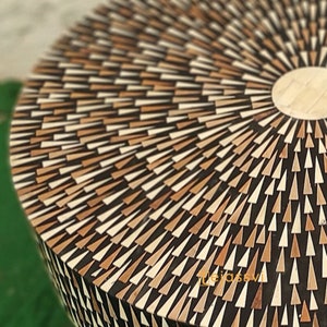 Handmade Bone Inlay Coffee Table, Round Coffee Table, Sun Ray Design ...