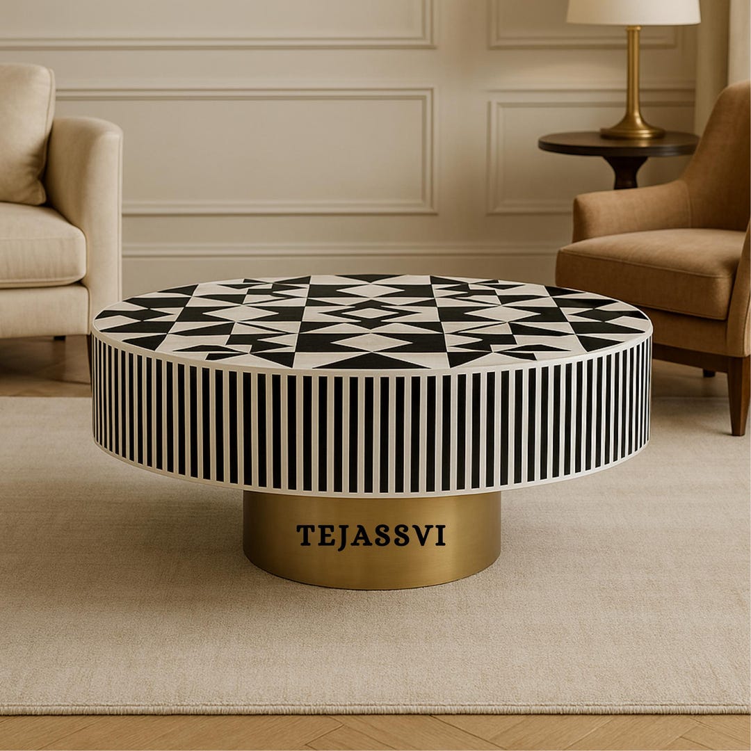 Bone Inlay Round Coffee Table / Centre Table / Bone Inlay Unique ...