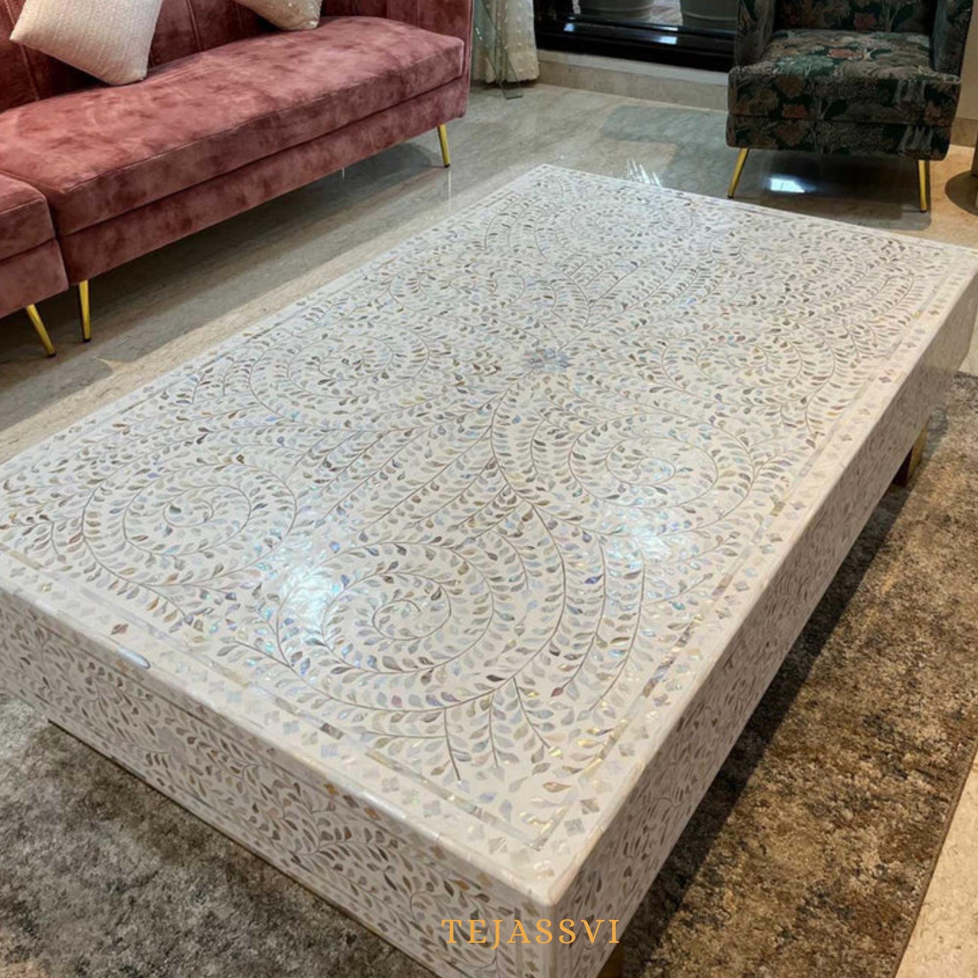 Mother of Pearl Inlay Coffee Table / MOP Inlay Centre Table / MOP Inlay ...